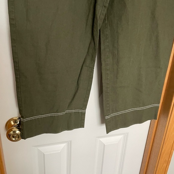 Boden Green Linen Blend Wide Leg Cropped Pants Size 10 - Picture 6 of 8